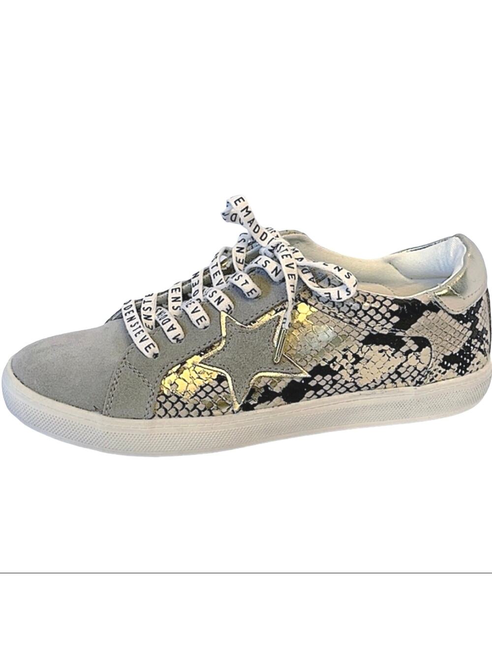 Steve Madden Amalfi Suede Python Low Top Star Sneaker Fashion Trainers 8.5 NWT